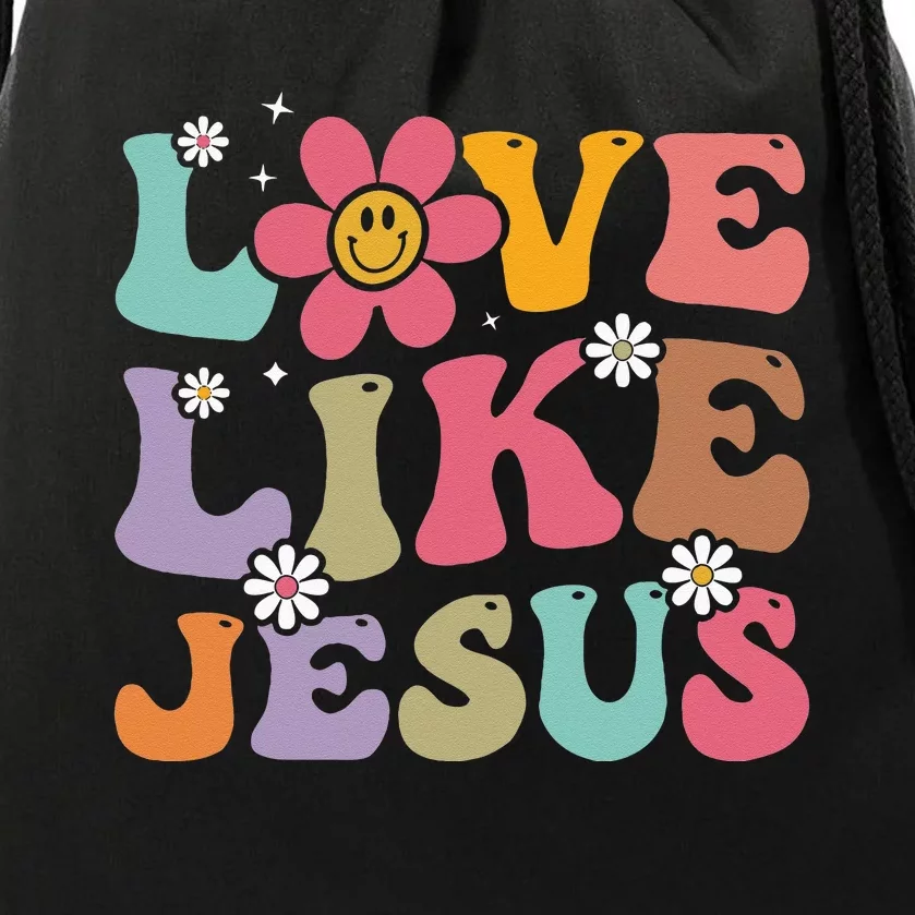 Love Like Jesus Religious God Christian Words On Back Drawstring Bag