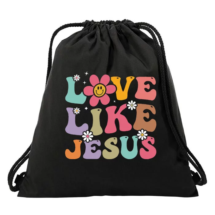 Love Like Jesus Religious God Christian Words On Back Drawstring Bag