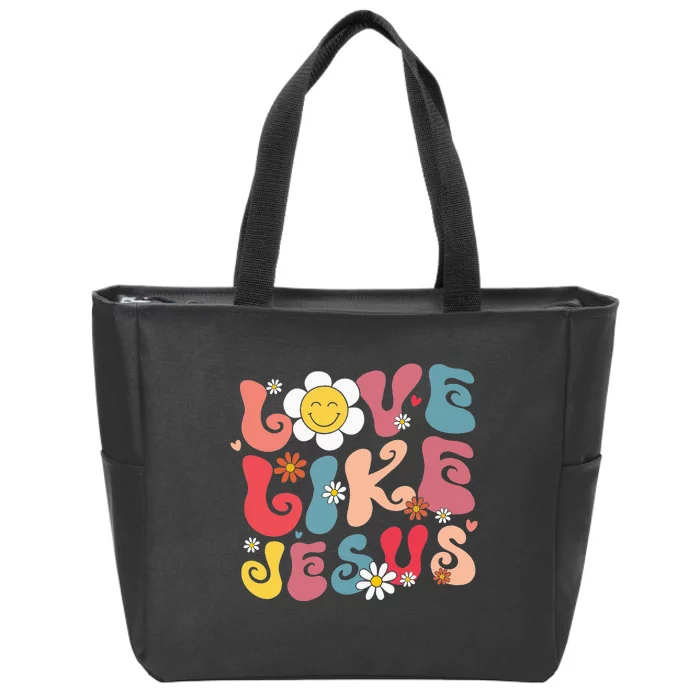 Love Like Jesus Religious God Christian Vintage Retro Zip Tote Bag