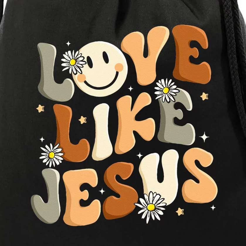 Love Like Jesus Religious God Christian Words On Back Drawstring Bag