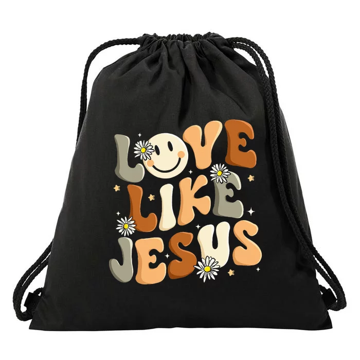 Love Like Jesus Religious God Christian Words On Back Drawstring Bag