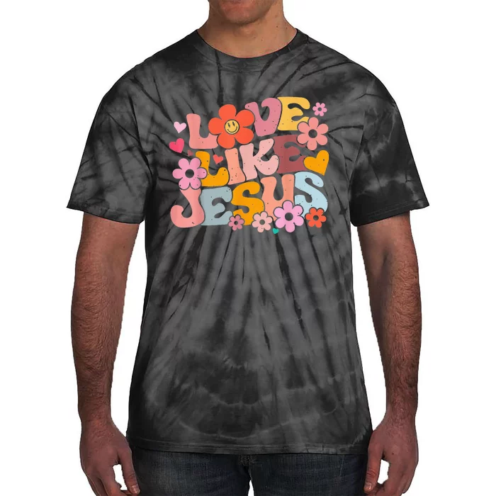 Love Like Jesus Christian Bible Verse Trendy Floral Heart Tie-Dye T-Shirt