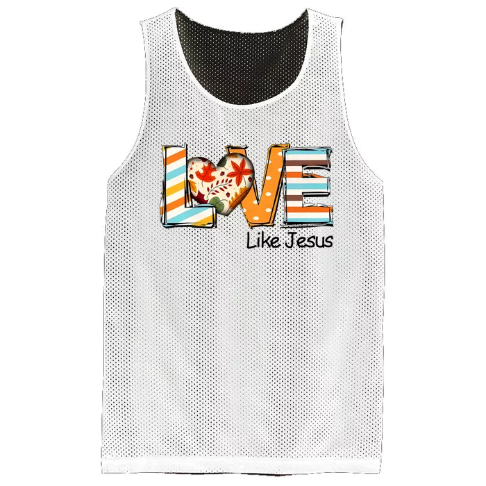 Love Like Jesus Fall Thanksgiving Christian Mesh Reversible Basketball Jersey Tank