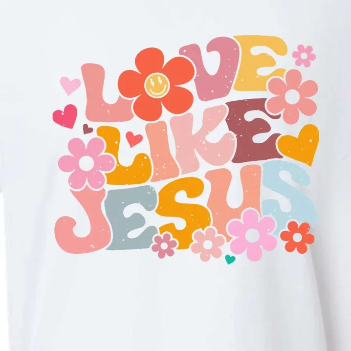 Love Like Jesus Christian Bible Verse Trendy Floral Sueded Cloud Jersey T-Shirt