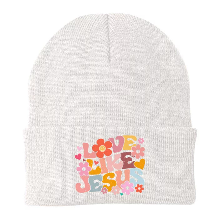 Love Like Jesus Christian Bible Verse Trendy Floral Knit Cap Winter Beanie