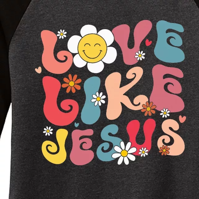 Love Like Jesus Religious God Christian Vintage Retro Women's Tri-Blend 3/4-Sleeve Raglan Shirt