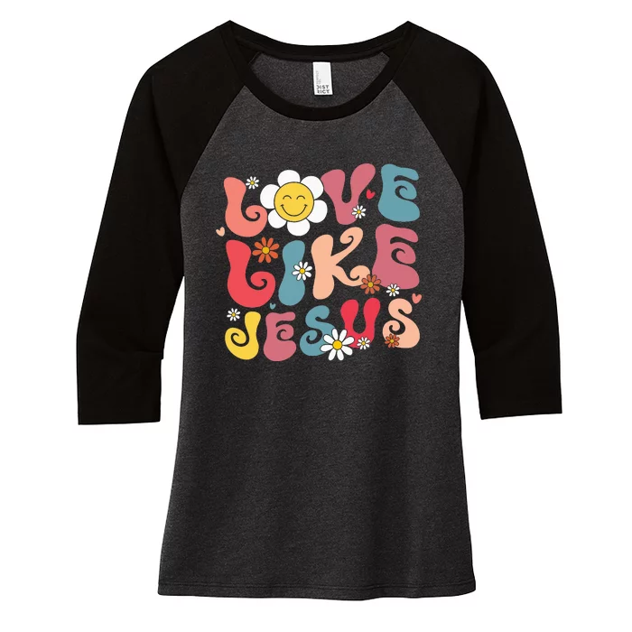 Love Like Jesus Religious God Christian Vintage Retro Women's Tri-Blend 3/4-Sleeve Raglan Shirt