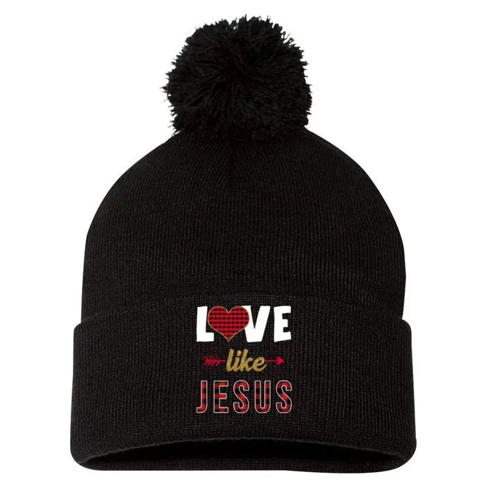 Love Like Jesus Cute Leopard Pom Pom 12in Knit Beanie