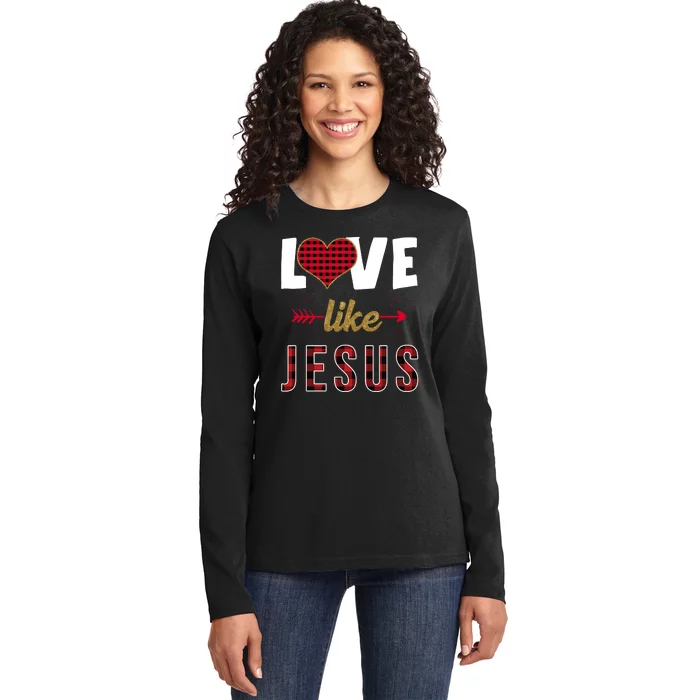 Love Like Jesus Cute Leopard Ladies Long Sleeve Shirt