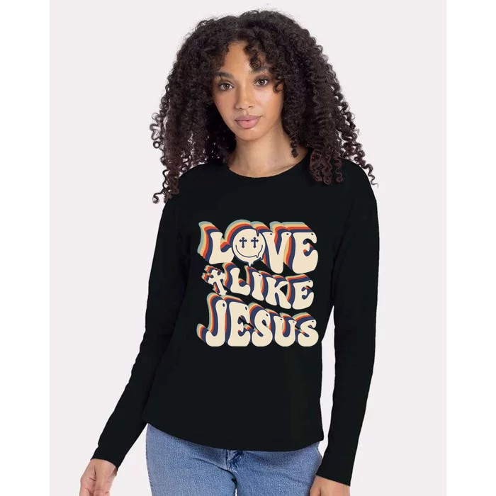 Love Like Jesus Christian God Lover Funny Words On Back Womens Cotton Relaxed Long Sleeve T-Shirt