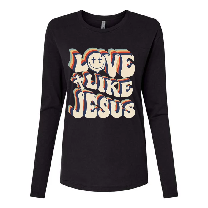 Love Like Jesus Christian God Lover Funny Words On Back Womens Cotton Relaxed Long Sleeve T-Shirt