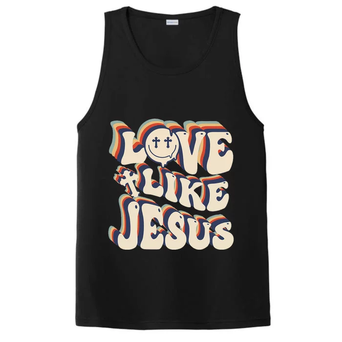 Love Like Jesus Christian God Lover Funny Words On Back Performance Tank