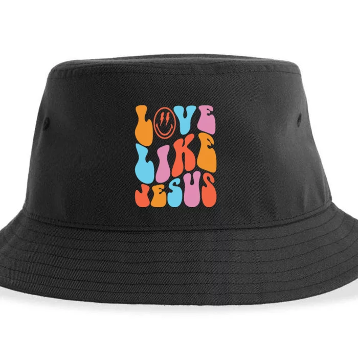 Love Like Jesus Smiley Face Aesthetic Funny Christian Sustainable Bucket Hat