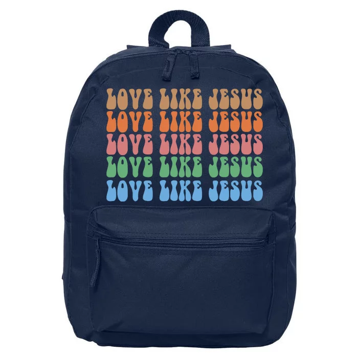 Love Like Jesus Colorful Retro Christianity 16 in Basic Backpack