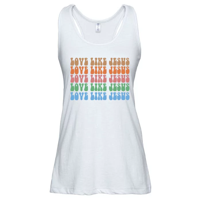 Love Like Jesus Colorful Retro Christianity Ladies Essential Flowy Tank