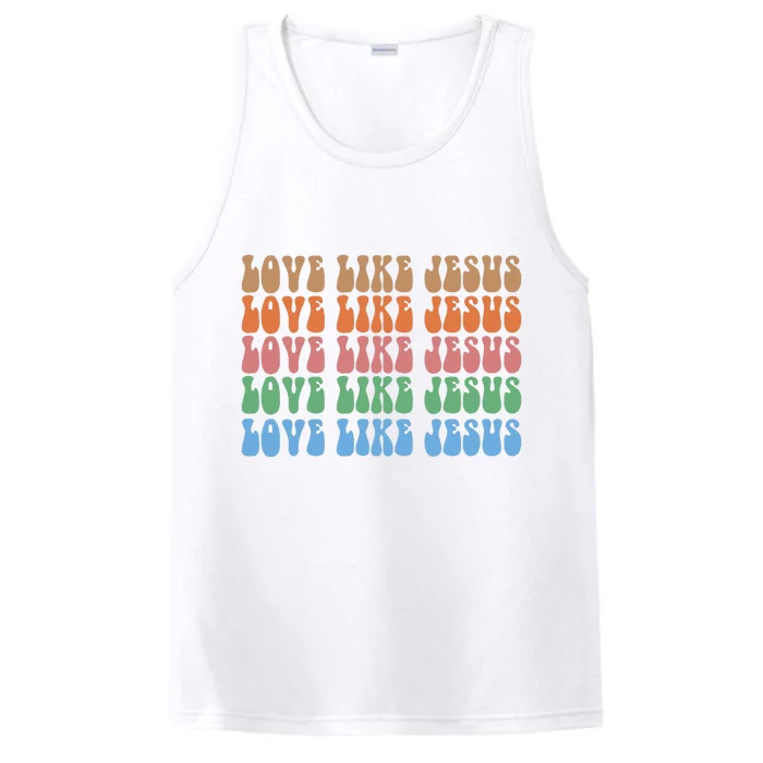 Love Like Jesus Colorful Retro Christianity Performance Tank