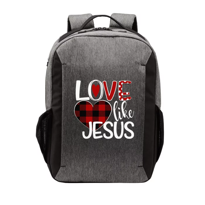 Love Like Jesus Buffalo Plaid Heart Valentines Day Vector Backpack