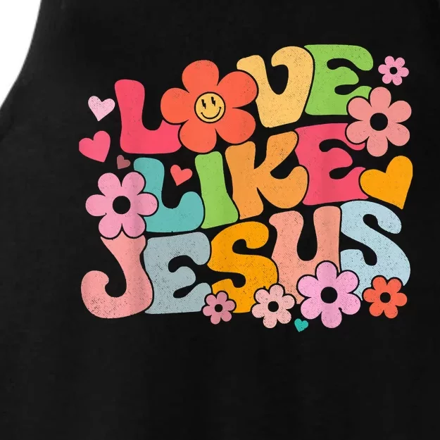 Love Like Jesus Christian Bible Verse Trendy Floral Ladies Tri-Blend Wicking Tank