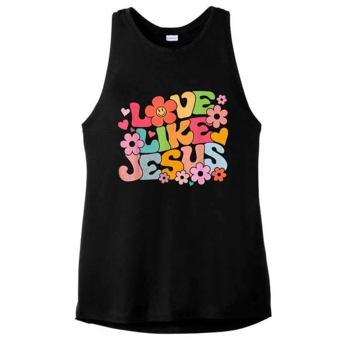 Love Like Jesus Christian Bible Verse Trendy Floral Ladies Tri-Blend Wicking Tank