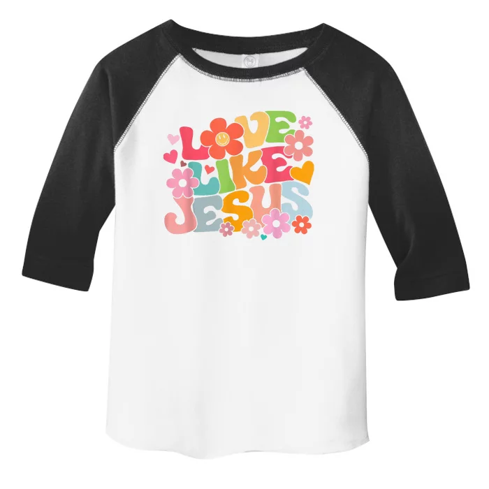 Love Like Jesus Christian Bible Verse Trendy Floral Toddler Fine Jersey T-Shirt