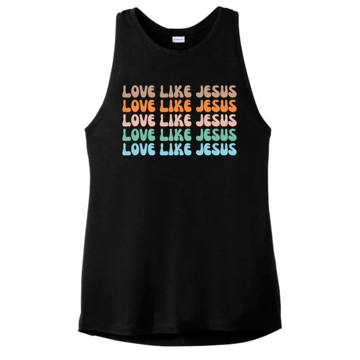 Love Like Jesus Retro Colorful Christian Ladies Tri-Blend Wicking Tank