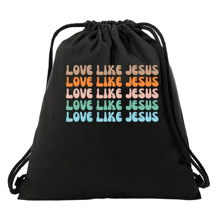 Love Like Jesus Retro Colorful Christian Drawstring Bag