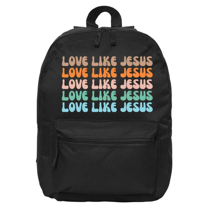 Love Like Jesus Retro Colorful Christian 16 in Basic Backpack