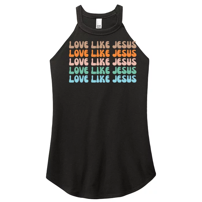 Love Like Jesus Retro Colorful Christian Women’s Perfect Tri Rocker Tank