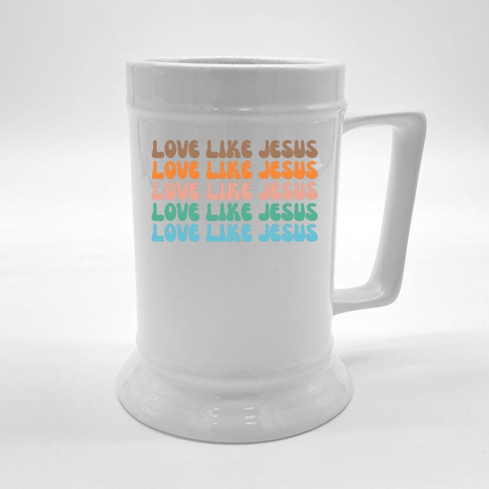 Love Like Jesus Retro Colorful Christian Front & Back Beer Stein