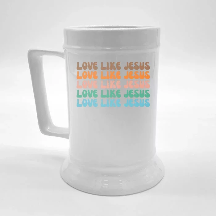 Love Like Jesus Retro Colorful Christian Front & Back Beer Stein