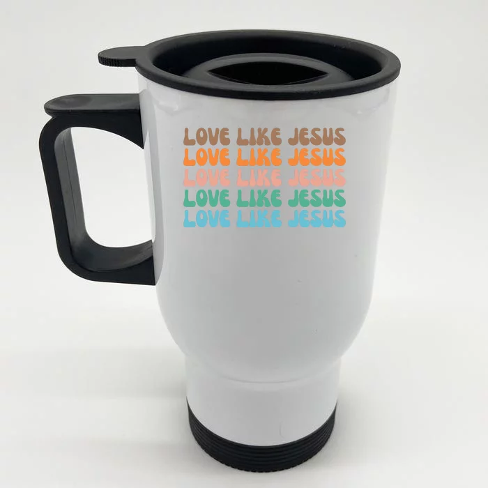 Love Like Jesus Retro Colorful Christian Front & Back Stainless Steel Travel Mug