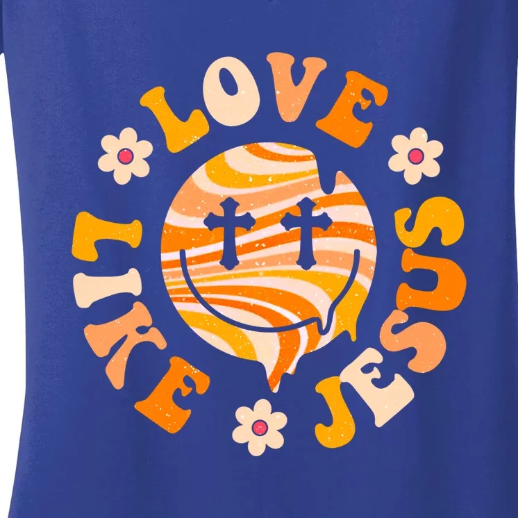 Love Like Jesus Christian God Lover Funny Words Gift Women's V-Neck T-Shirt