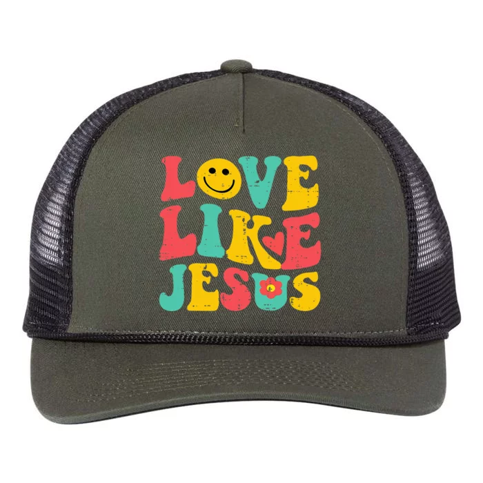 Love Like Jesus Retro God Religious Christian Retro Rope Trucker Hat Cap