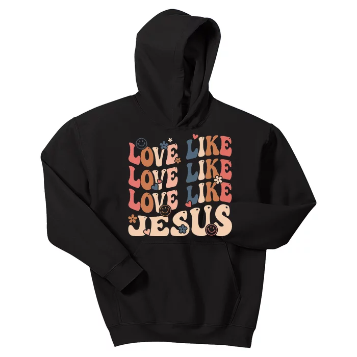 Love Like Jesus Religious God Christian Words On Back Kids Hoodie