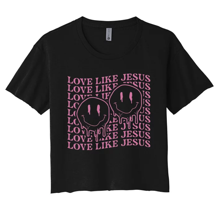 Love Like Jesus Religious God Christian Vintage Retro Women's Crop Top Tee