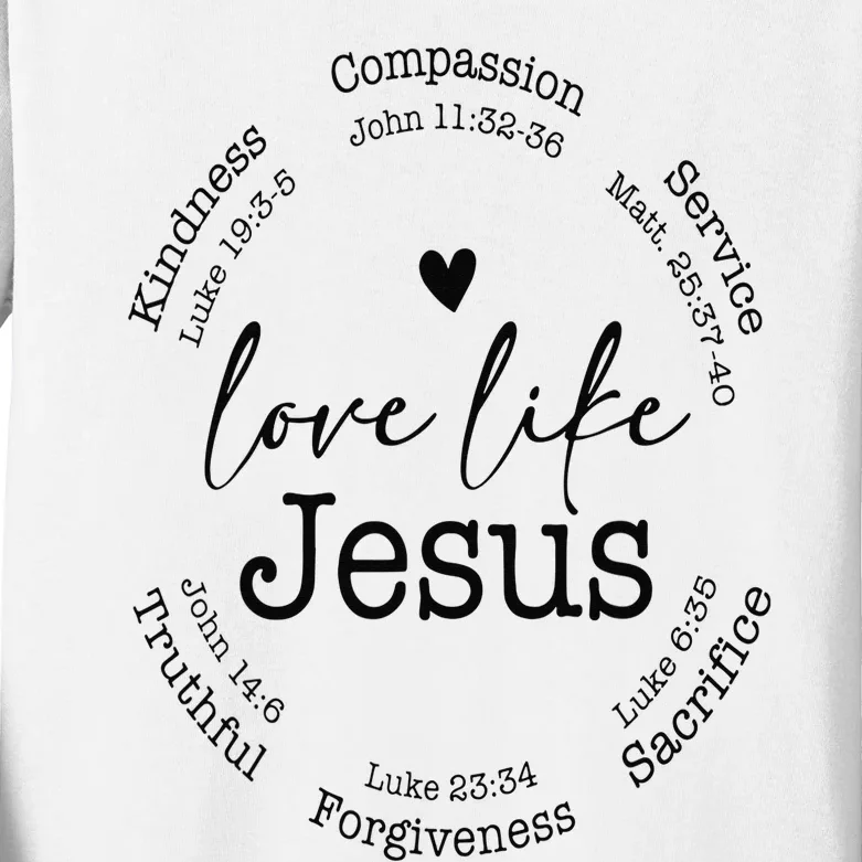 Love Like Jesus Positive Catholic Preppy Retro Christian Kids Long Sleeve Shirt