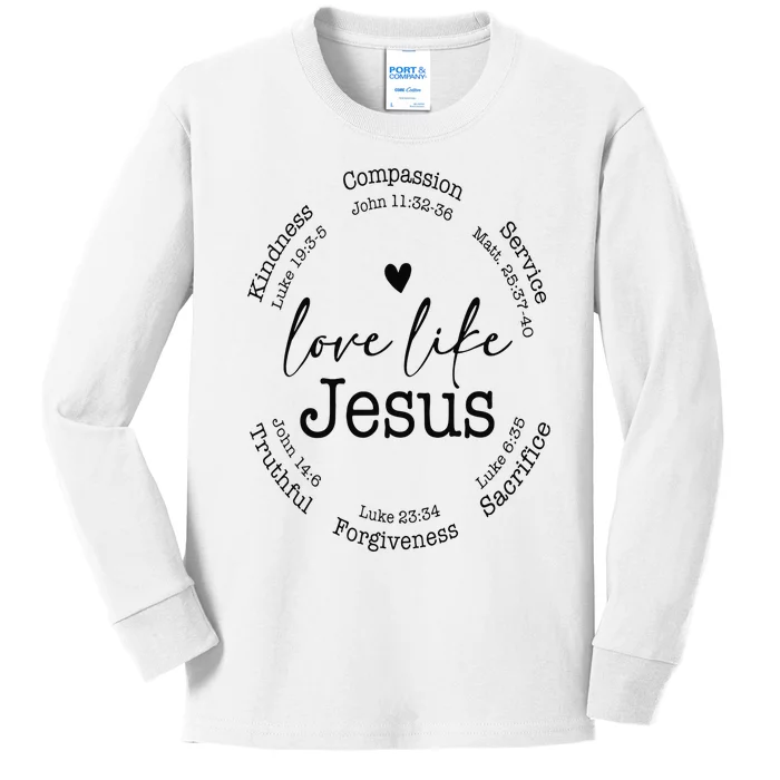 Love Like Jesus Positive Catholic Preppy Retro Christian Kids Long Sleeve Shirt