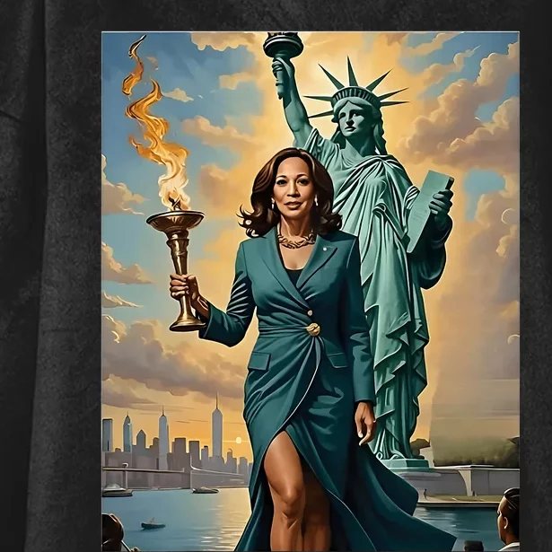 Lady Liberty Kamala Harris Vote President 2024 Hooded Wearable Blanket