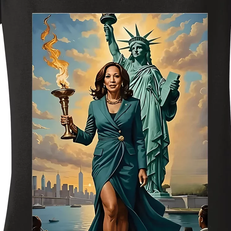 Lady Liberty Kamala Harris Vote President 2024 Women's V-Neck T-Shirt