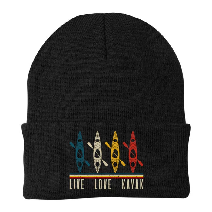 Live Love Kayak Vintage Kayaking Gift Knit Cap Winter Beanie