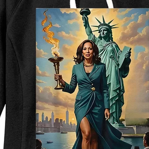 Lady Liberty Kamala Harris Vote President 2024 Women's Fleece Hoodie