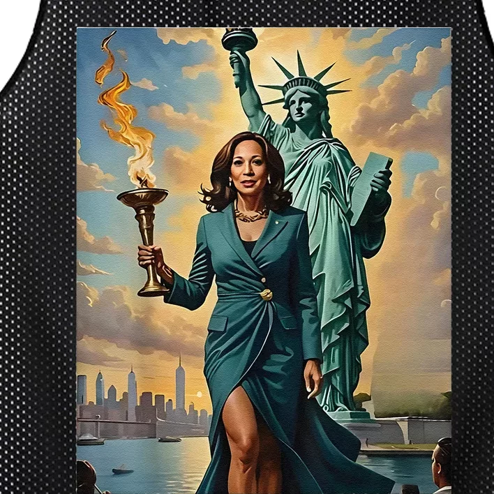 Lady Liberty Kamala Harris Vote President 2024 Mesh Reversible Basketball Jersey Tank