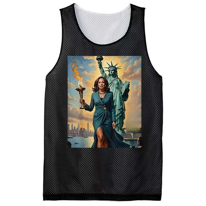 Lady Liberty Kamala Harris Vote President 2024 Mesh Reversible Basketball Jersey Tank