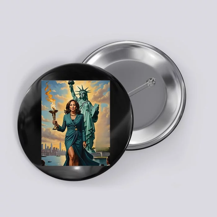 Lady Liberty Kamala Harris Vote President 2024 Gift Button