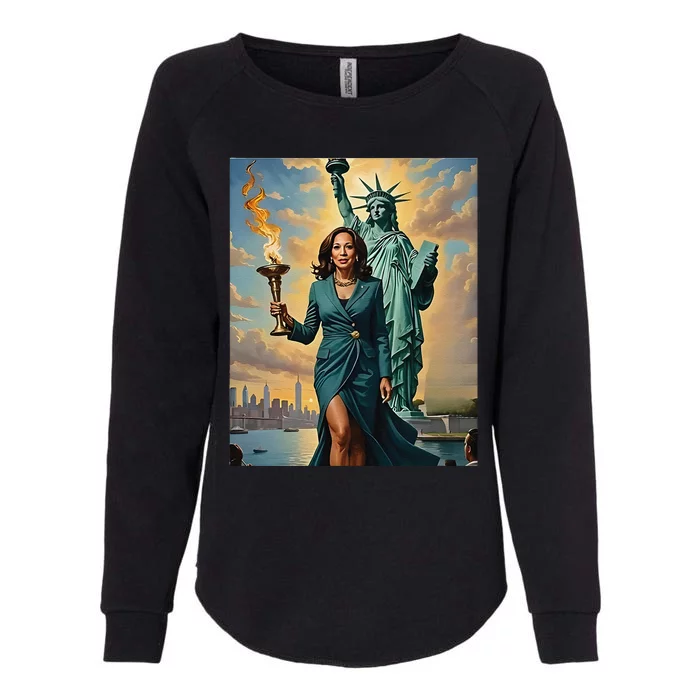 Lady Liberty Kamala Harris Vote President 2024 Gift Womens California Wash Sweatshirt