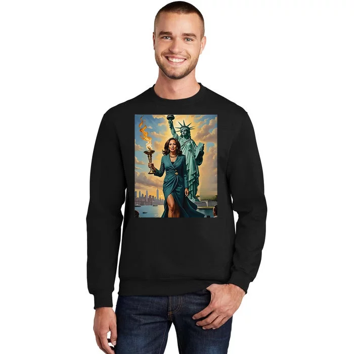 Lady Liberty Kamala Harris Vote President 2024 Gift Tall Sweatshirt