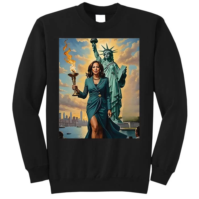 Lady Liberty Kamala Harris Vote President 2024 Gift Tall Sweatshirt