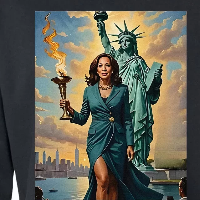 Lady Liberty Kamala Harris Vote President 2024 Gift Cropped Pullover Crew