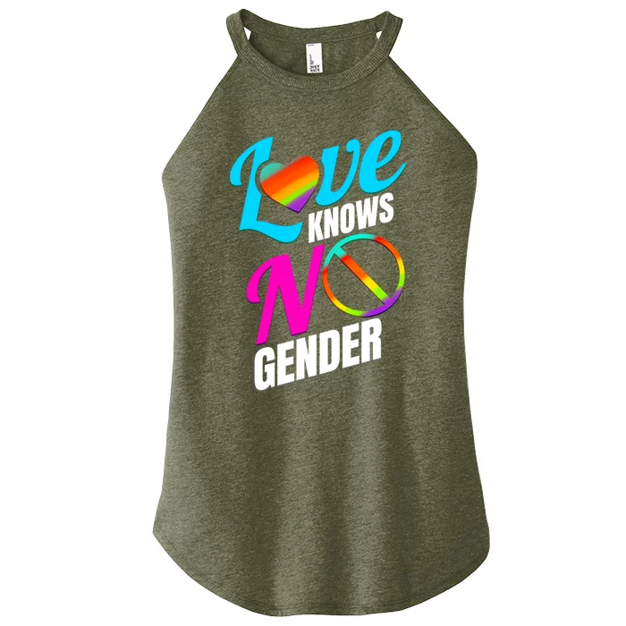 Lgbtq Love Knows No Gender Pride Month Gift Women’s Perfect Tri Rocker Tank