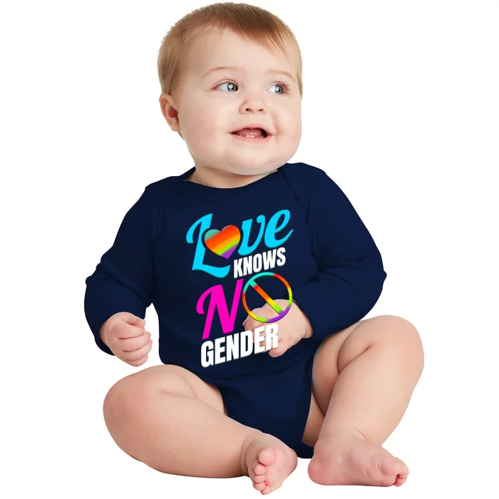 Lgbtq Love Knows No Gender Pride Month Gift Baby Long Sleeve Bodysuit